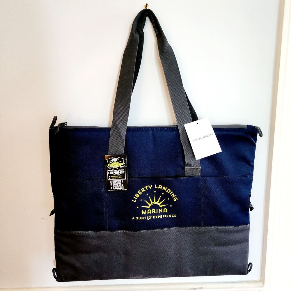 Port Authority Insulated Cooler Tote Bag Navy Suntex Liberty Landing Marina NEW